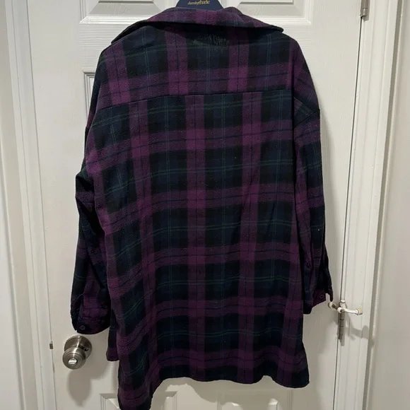 Women’s Purple Plaid Flannel - Picture 2 of 3